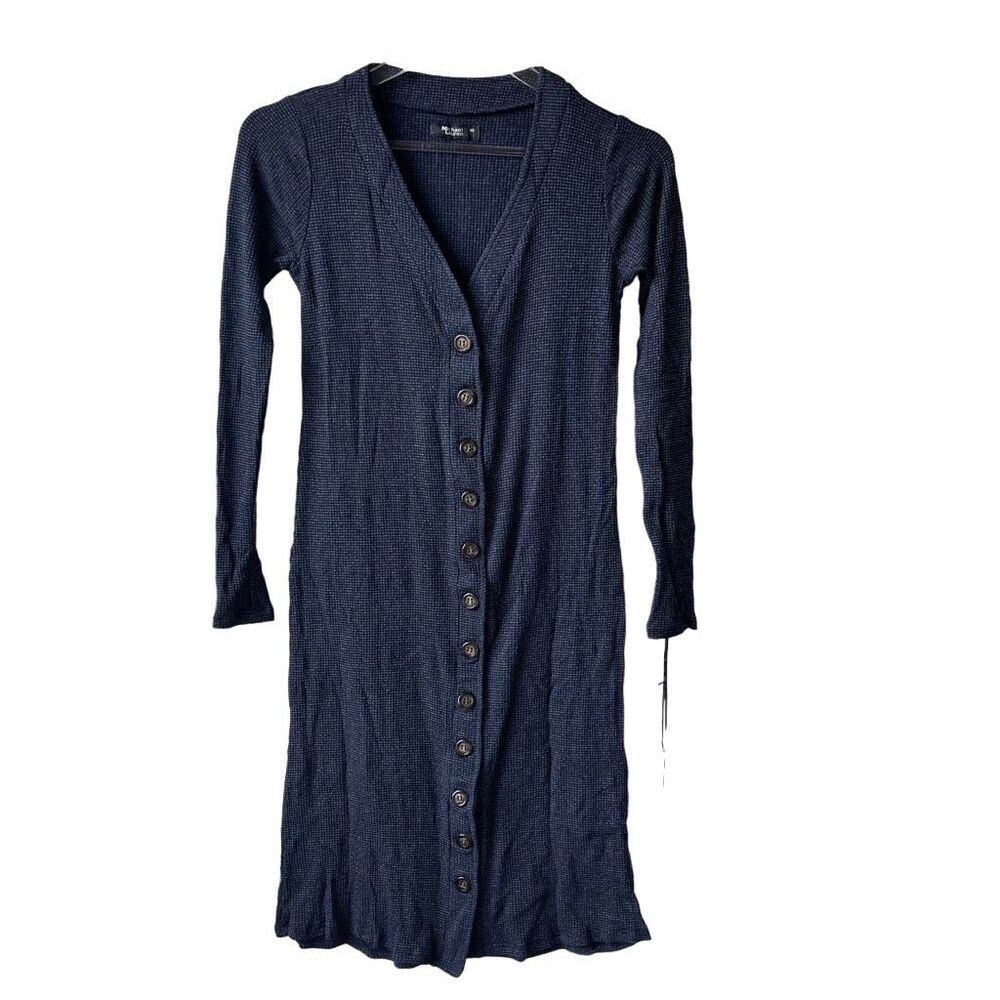 Michael Lauren Shane Button Down Dress with Thumbhole XS navy NWT
